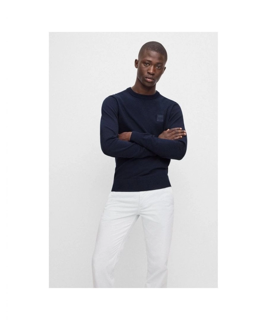 Hugo Boss Kanovano Mens Cotton-Cashmere Crew Neck Sweater NOS - Blue - Size 3XL